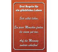 Schatzmix Affiche Metal Plaque décorative en métal avec 3 règles pour Une Vie Heureuse 20 x 30 cm Multicolore