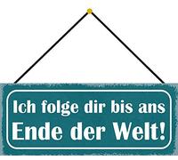 Schatzmix Ans Ende du Monde Plaque métallique décorative en tôle avec Cordon Multicolore 27 x 10 cm