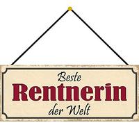 Schatzmix Beste Rentnerin Plaque métallique décorative avec Cordon Multicolore 27 x 10 cm