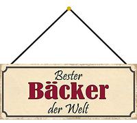 Schatzmix Bester Bäcker du Monde Plaque décorative en métal avec Cordon Multicolore 27 x 10 cm