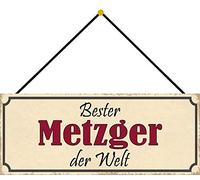 Schatzmix Bester Metzger der Welt Plaque métallique décorative en métal avec Cordon Multicolore 27 x 10 cm