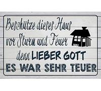 Schatzmix Casquette avec Inscription « Haus. Car It War teuer Plaque métallique décorative 20 x 30 cm Multicolore