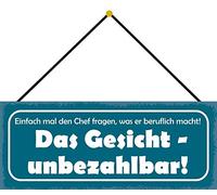 Schatzmix Chef Plaque métallique décorative en tôle avec Cordon Multicolore 27 x 10 cm