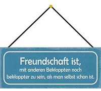 Schatzmix Freundschaft ist Bekloppter Plaque décorative en métal avec Cordon Multicolore 27 x 10 cm