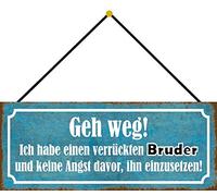 Schatzmix Geh weg Plaque métallique avec Cordon en tôle Multicolore 27 x 10 cm