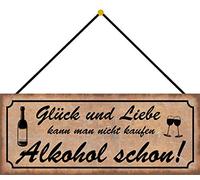 Schatzmix Glück Liebe Alcool Plaque Murale en métal avec Cordon Multicolore 27 x 10 cm