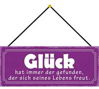 Schatzmix GLÜCK Plaque métallique décorative en tôle 27 x 10 cm