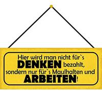 Schatzmix Ici, on ne paiera Pas la pensée 27 x 10 cm avec Cordon en tôle Multicolore