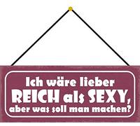 Schatzmix J'aimerais Beaucoup comme décoration Murale Sexy 27 x 10 cm avec Cordon en tôle Multicolore