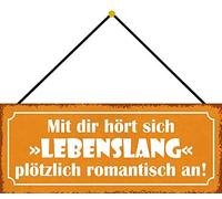 Schatzmix LEBENSLANG Plaque Romantique en métal avec Cordon Multicolore 27 x 10 cm