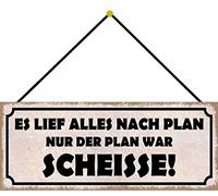 Schatzmix LIEF nach Plan Scheisse Plaque Murale en métal avec Cordon Multicolore 27 x 10 cm