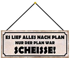 Schatzmix LIEF nach Plan Scheisse Plaque Murale en métal avec Cordon Multicolore 27 x 10 cm