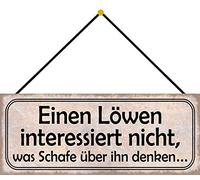 Schatzmix Löwe Plaque Affiche en métal pour décoration Murale avec Cordon Multicolore 27 x 10 cm