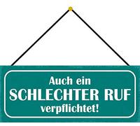 Schatzmix Mauvaise Ruf Plaque en métal avec Cordon Multicolore 27 x 10 cm