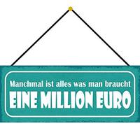 Schatzmix Million Plaque en métal avec Cordon Multicolore 27 x 10 cm