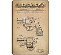Schatzmix Patent Entwurf Revolver Plaque métallique Motif Cylindre Multicolore 20 x 30 cm