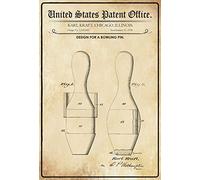 Schatzmix Patent for EIN Bowling Pin Plaque métallique 20 x 30 cm
