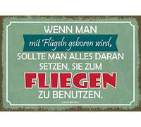 Schatzmix Plaque décorative en métal avec Ailes Inscription en Allemand Wenn Man mit Flügeln 20 x 30 cm