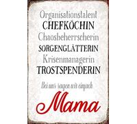 Schatzmix Plaque décorative en métal avec Inscription en Allemand Bei UNS Sagen wir Mama 20 x 30 cm