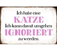 Schatzmix Plaque décorative en métal avec Inscription en Allemand Ich Habe EIN Katze 20 x 30 cm