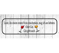 Schatzmix Plaque décorative en métal avec Inscription en Allemand « Wein Trinken Gin » Motif Alcool 27 x 10 cm
