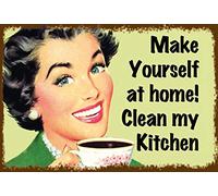 Schatzmix Plaque décorative en métal Inscription Clean My Kitchen 20 x 30 cm