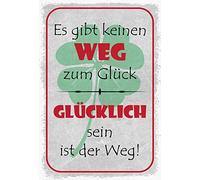 Schatzmix Plaque décorative en tôle avec Inscription en Allemand Glücklich Sein ist der Weg 20 x 30 cm Multicolore 20 x 30 cm