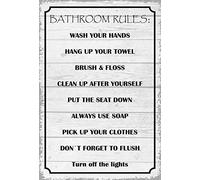 Schatzmix Plaque décorative en tôle pour Salle de Bain Motif Rules Gris/Beige 20 x 30 cm