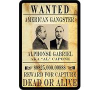 Schatzmix Plaque en tôle Wanted Al Capone - Décoration Murale - 20 x 30 cm