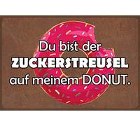 Schatzmix Plaque métallique avec Inscription en Allemand du Bist Zuckerstreusel Auf m Donut 20 x 30 cm Multicolore