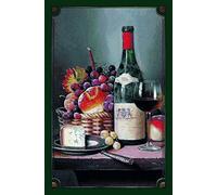 Schatzmix Plaque métallique décorative en Forme de Bouteille de vin Rouge avec Fromage 20 x 30 cm