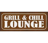 Schatzmix Plaque métallique décorative Grill & Chill Lounge - 27 x 10 cm - Multicolore