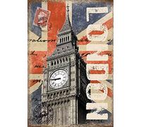 Schatzmix Plaque Murale en métal Inscription en Anglais « Vacances de Londres Big Ben » 20 x 30 cm