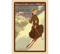 Schatzmix Plaque Murale en métal Motif Chamonix Ski Fahren Mont Blanc 20 x 30