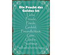 Schatzmix Plaque Murale en métal Motif Fruits de l'esprit Multicolore 20 x 30 cm