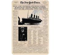 Schatzmix Plaque Murale en métal Motif New York Times Zeitung Titanic 20 x 30