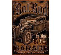 Schatzmix Plaque Murale en métal pour Voiture avec Inscription « Hot Rod Garage Salvage » Multicolore 20 x 30 cm