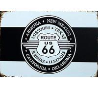 Schatzmix Plaque Murale en tôle avec Inscription en Allemand Route US 66 Noir/Blanc 20 x 30 cm