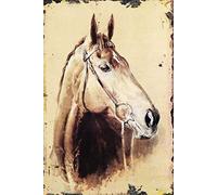 Schatzmix Plaque Murale en tôle Motif tête de Cheval Multicolore 20 x 30 cm