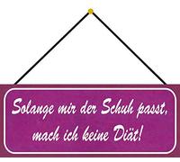 Schatzmix Solange Mir Chaussure ne Convient Pas à Un régime Plaque en métal avec Cordon de Serrage Multicolore 27 x 10 cm