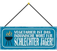Schatzmix Vegetarier Plaque métallique décorative en tôle avec Cordon Multicolore 27 x 10 cm 27 x 10 cm