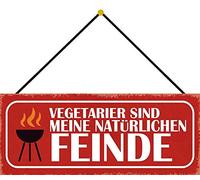 Schatzmix Vegetarier Plaque métallique Naturelle en tôle avec Cordon Multicolore 27 x 10 cm 27 x 10 cm