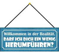 Schatzmix Willkommen in Realität Plaque métallique décorative en tôle avec Cordon Multicolore 27 x 10 cm 27 x 10 cm