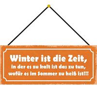 Schatzmix Winter ist Die Zeit Plaque en métal avec Cordon Multicolore 27 x 10 cm