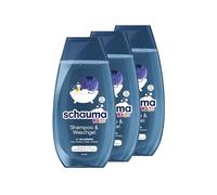 Schauma Schwarzkopf Kids Shampooing & gel nettoyant pour enfants myrtille (3 x 250 ml), shampooing démêlant les cheveux pour faciliter le démêlage, avec un parfum doux et frais