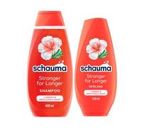 SCHAUMA Shampooing fortifiant Stronger for Longer (400 ml) - Shampooing pour cheveux longs et cassants - 250 ml - Après-shampoing nourrissant à l'hibiscus et au romarin