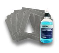 Schbot Kit d'accessoires pour robot nettoyeur de vitres : nettoyant spécial vitres et 5 tampons en microfibre - Nettoyage sans traces, lavable et réutilisable