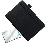 Schedule Book, 2026 A5 Planner, Vertical Stripes Journal, English Daily Organizer with Strap for Fitness, Travel School, Meetings, Work, Commute, Green, Black, and Blue