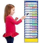 Schedule Pocket Chart - Educational Pockets Charts, Classrooms Daily Planner, 15+1 Sections with Dry-Erase Pens | Ideal for Home, Office, Preschool, or Classroom Use, Organizing Lessons Activities