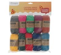 Scheepjes Catona Colour Pack 10x25g - Pizza Pie, Gris, Rose, Orange